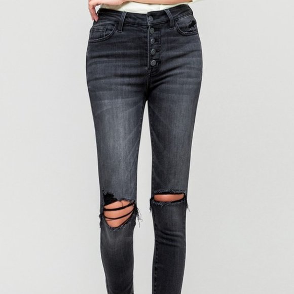 Vervet By Flying Monkey High Rise Distressed Skinny Jean - Picture 1 of 3